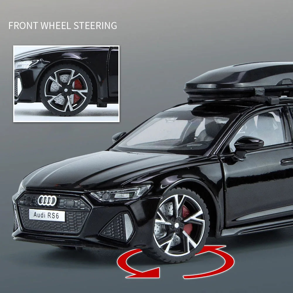 1 32 Audi RS6 Toy Car Model Sound Light Doors Opened Alloy Diecast