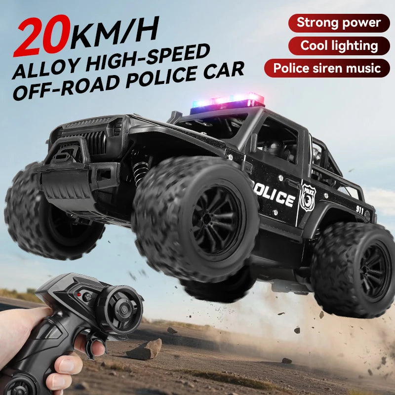 ZWN 1:16 Alloy High Speed Off-Road Police Truck RC Car Music Sound LED