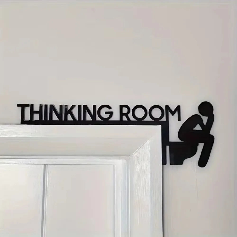 1pc Modern Metal Toilet Door Sign Stylish Thinking Room Wall Sculpture