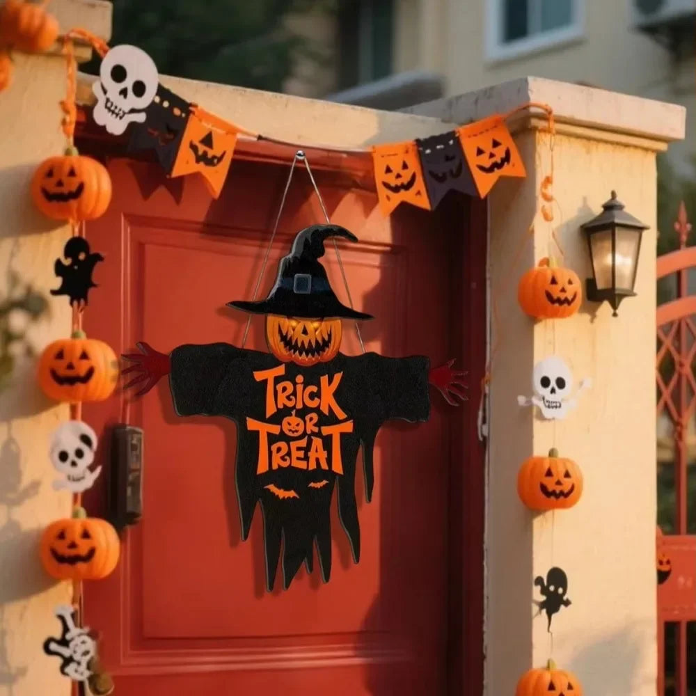 CIFBUY Halloween Trick-or-Treat Metal Sign Pumpkin