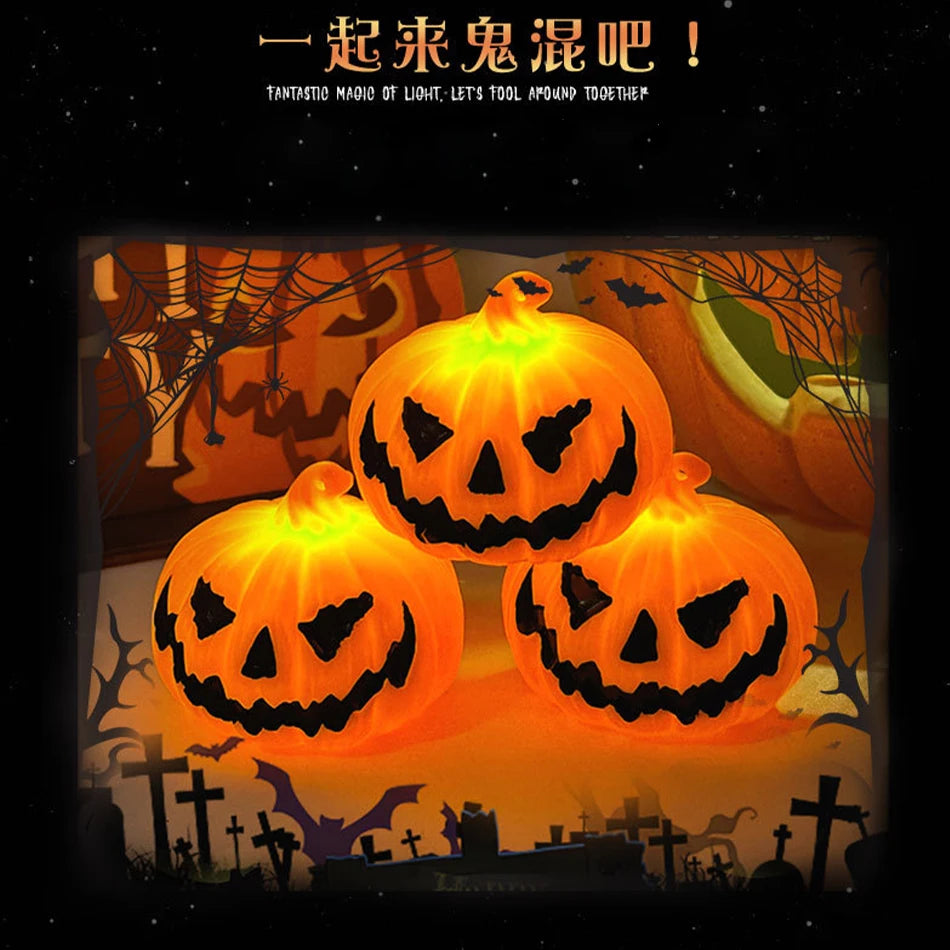 Pumpkin Lantern Candle Light Halloween Skull Ghost Lamp