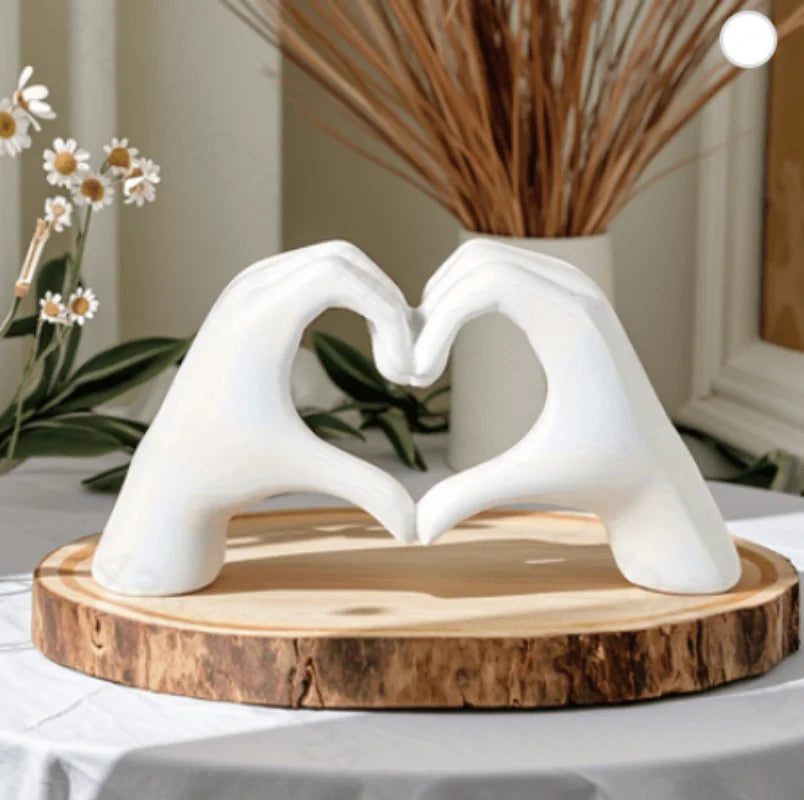 Gold Decoration Heart Hand Statue Living Room Bedroom Love Finger Modern