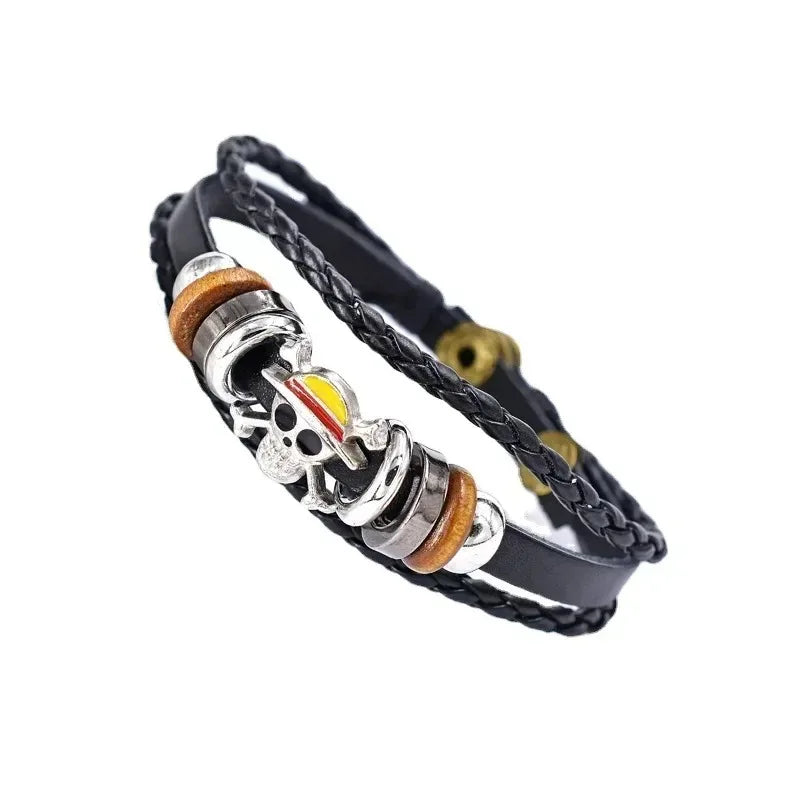 Anime One Piece Bracelet Luffy PU Bracelet Cosplay Accessories Straw Hat