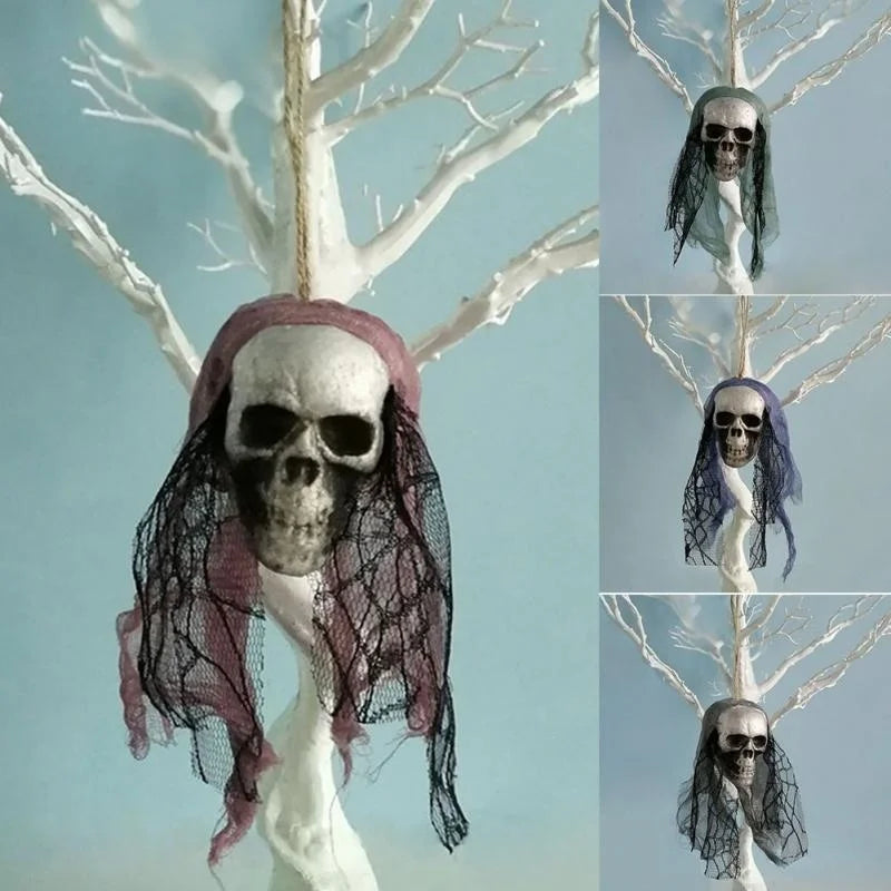 Halloween Skull Hanging Ornaments Foam Skull Bride Clothes Bone Head Scene Layout