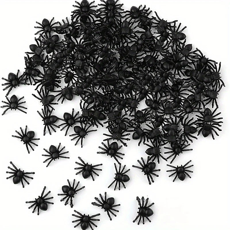100 50pcs Realistic Spider Halloween Decoration Plastic Mini Spider Black Scary
