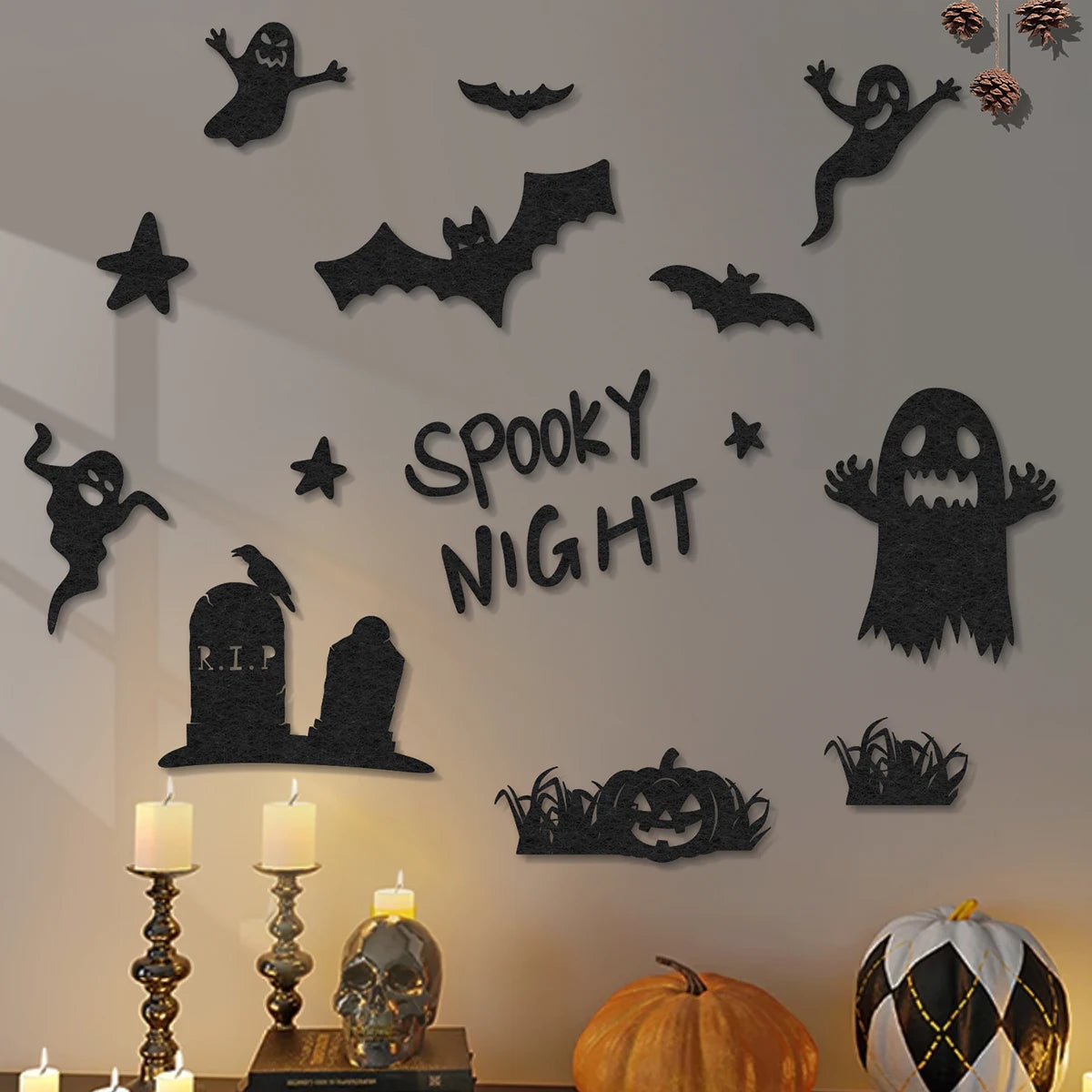 Halloween Non-Woven Wall Stickers Set Carnival Night