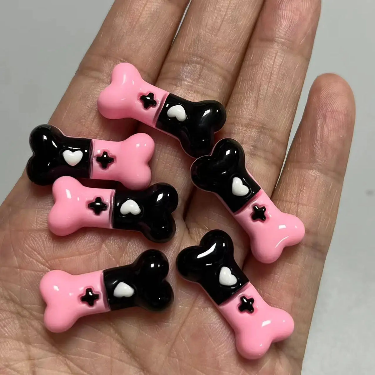 10pcs Macaron Color Skull Bow Skeleton Resin Handmade