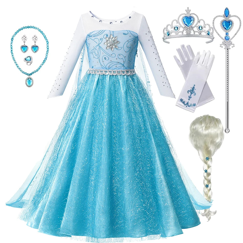 Elsa Anna Princess Costume Girls Frozen Style