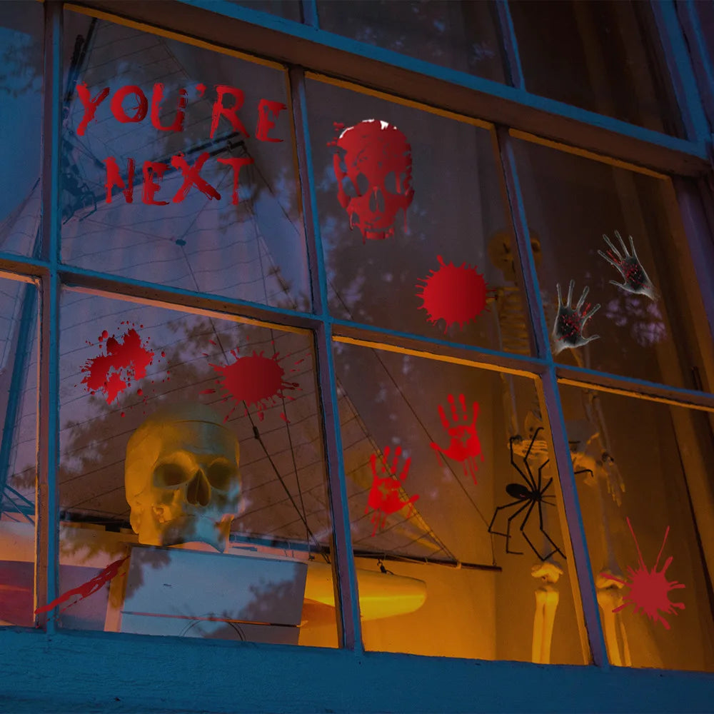 Halloween Wall Doors Windows Stickers Blood Handprint Footprint Skull