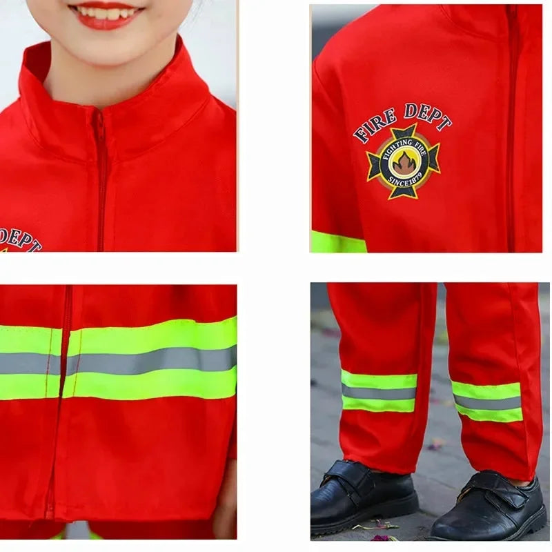 Kids Firefighter Costume Role-Play Uniform