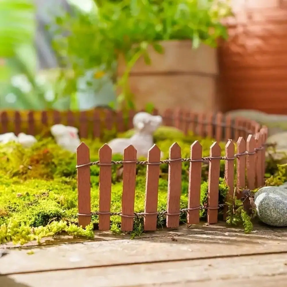 1PC Mini Wooden Fence Miniature Fence Fairy Garden Micro Landscape Ornaments