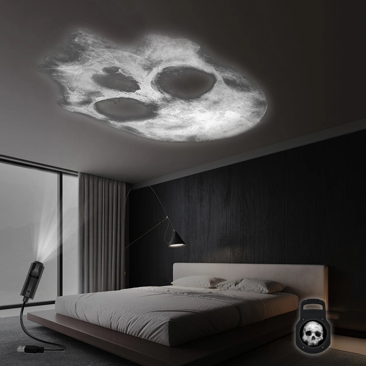 Skull projection lamp USB lighting night light decoration