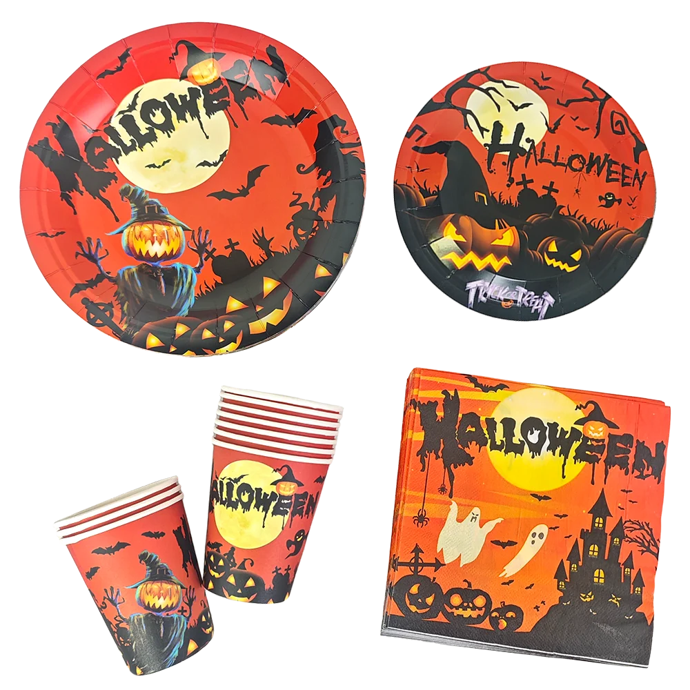 Halloween Theme Party Disposable Tableware Pumpkin