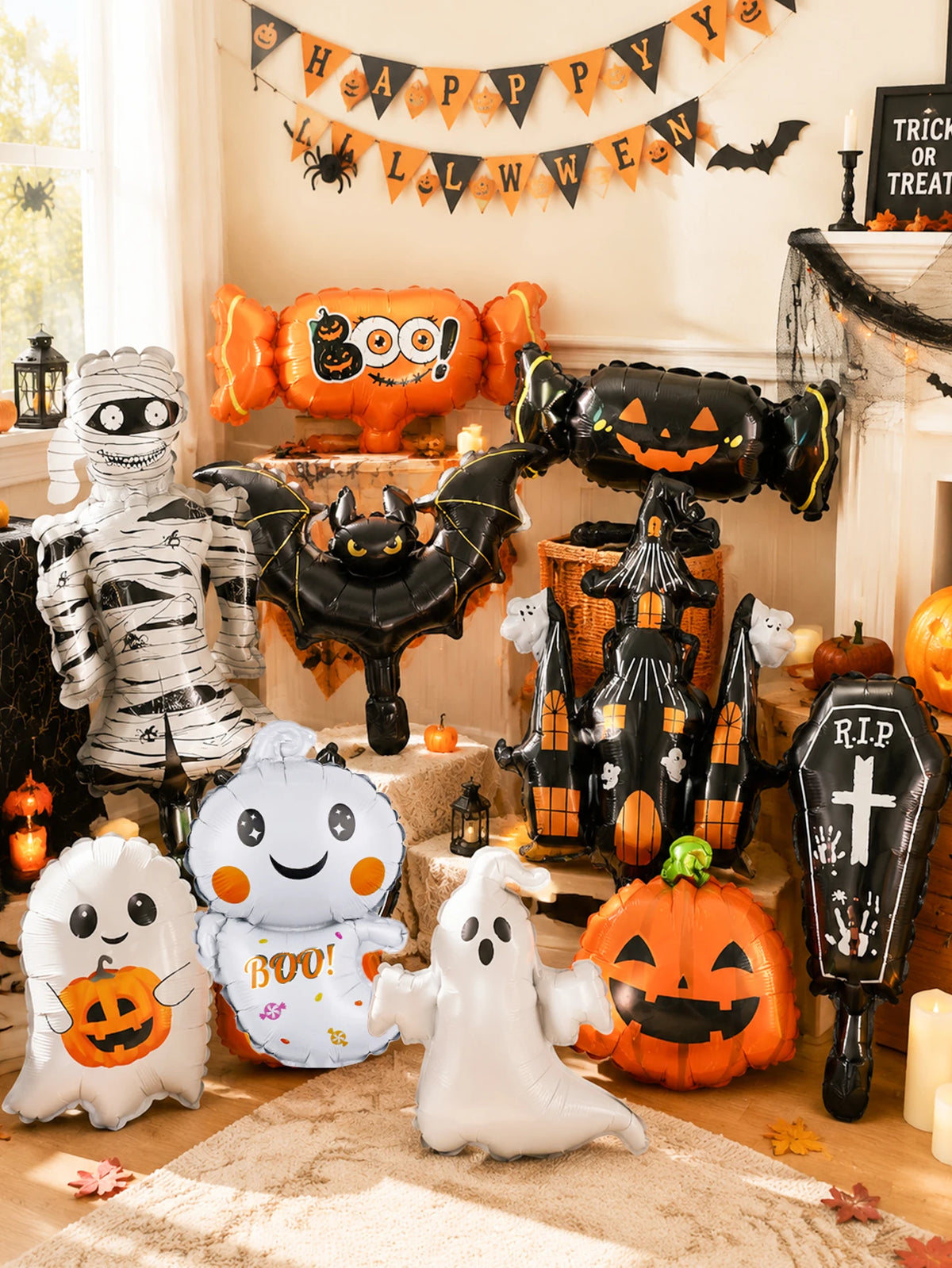10pcs Mini Halloween foil balloon set Halloween Haunted Houses Pumpkin