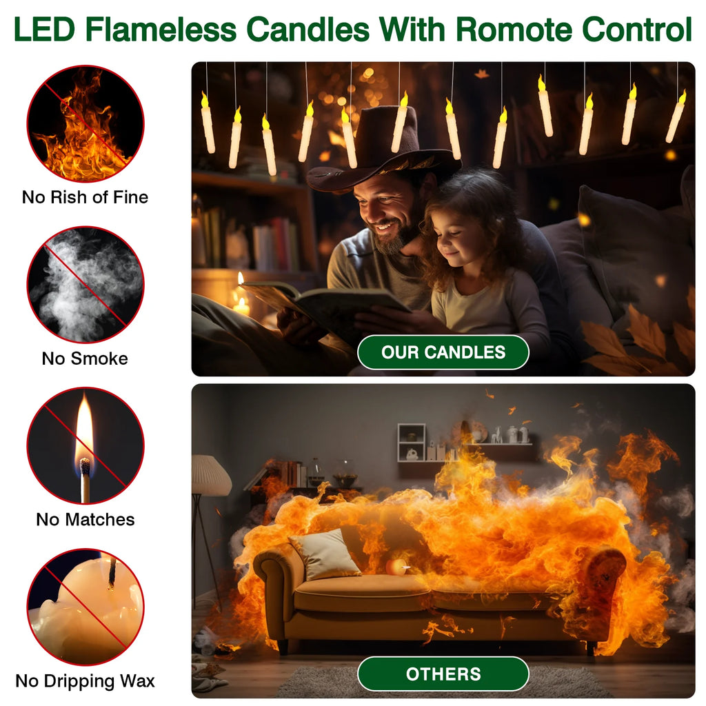 Halloween LED Floating Candles Magic Wand Remote Battery Operated Potter