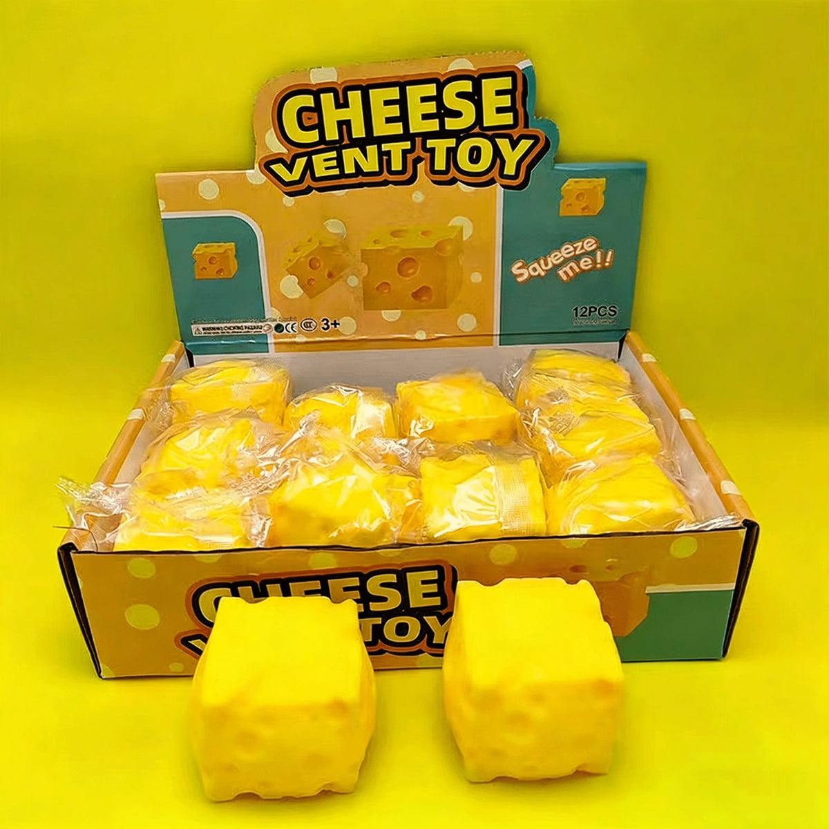 Portable Cheese Squeeze Toy Fidget Relief Ball