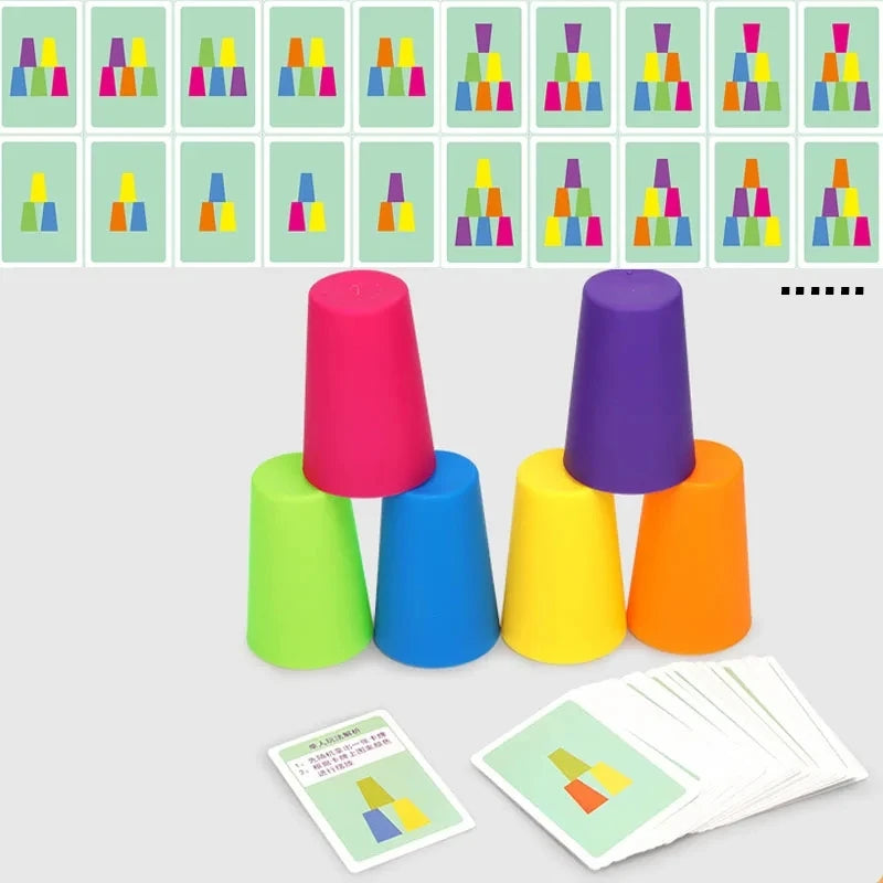 Montessori Toys Mini Stack Cup Game Card Educational Intellectual Enlightenment