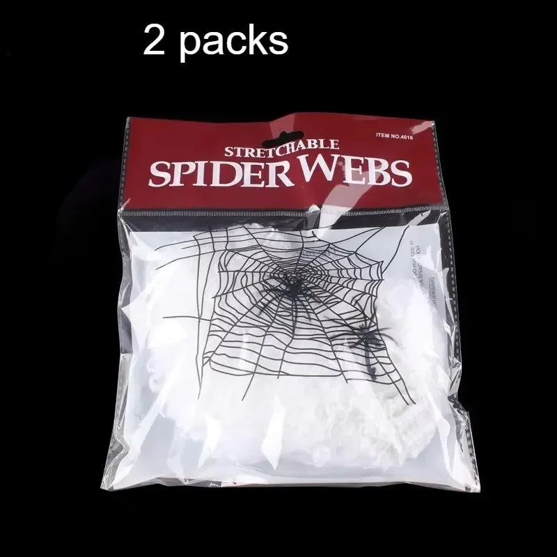 Stretchable Spider Webs 2 Spiders Each Party Supplies Halloween Cobweb Decorations