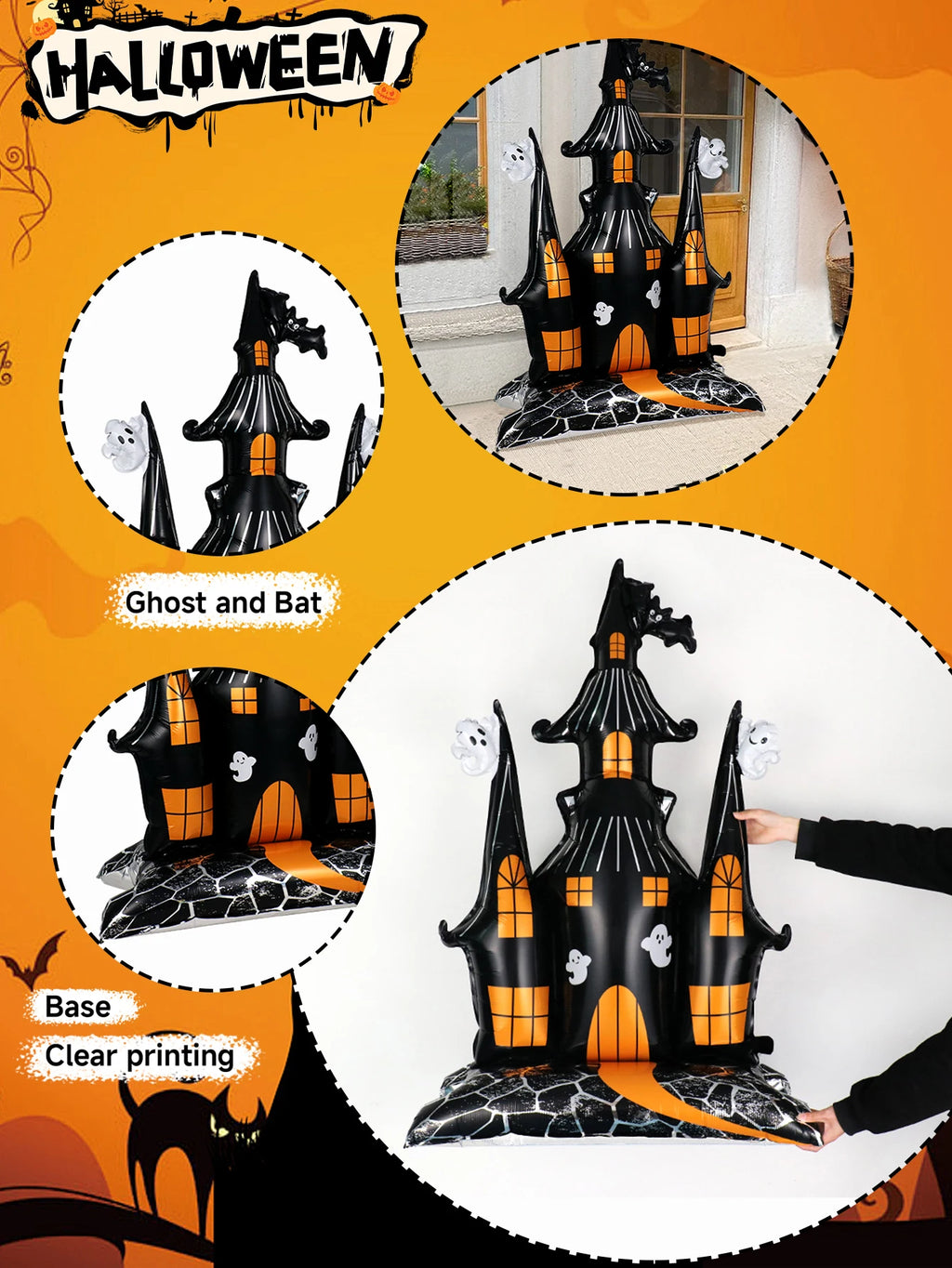 1pc Halloween 58-inch Super-Large Haunted House Castle Standing Foil balloon