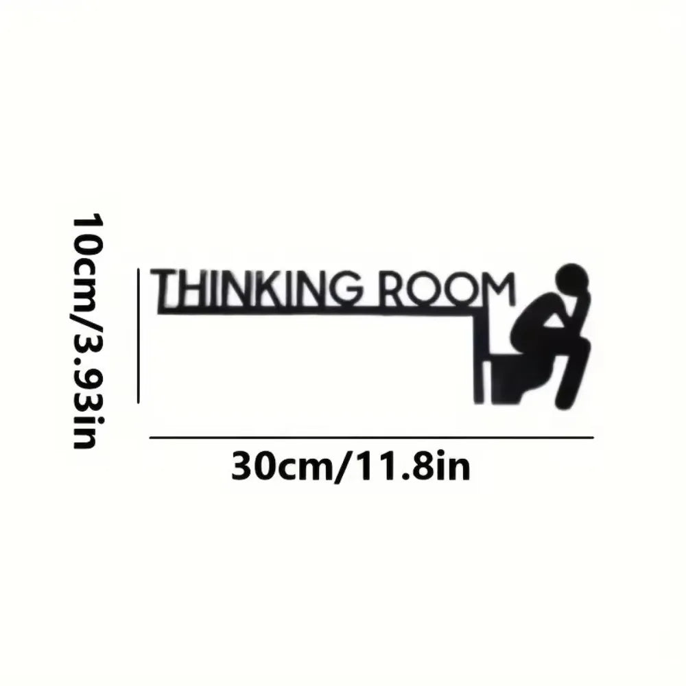 1pc Modern Metal Toilet Door Sign Stylish Thinking Room Wall Sculpture
