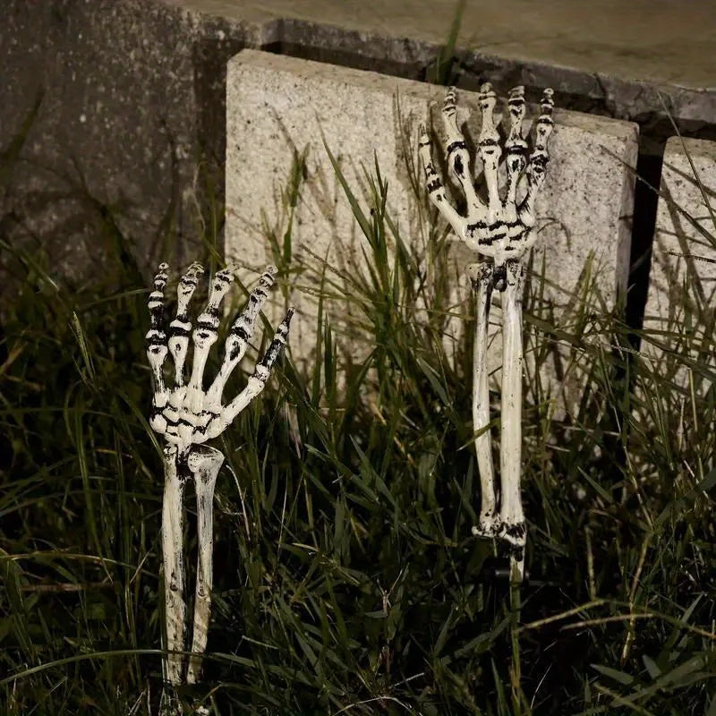 1 6pcs Skeleton Bone Garden Ground Stakes Skull Head Hand Halloween Home Yard