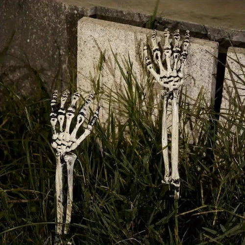 1 6pcs Skeleton Bone Garden Ground Stakes Skull Head Hand Halloween Home Yard