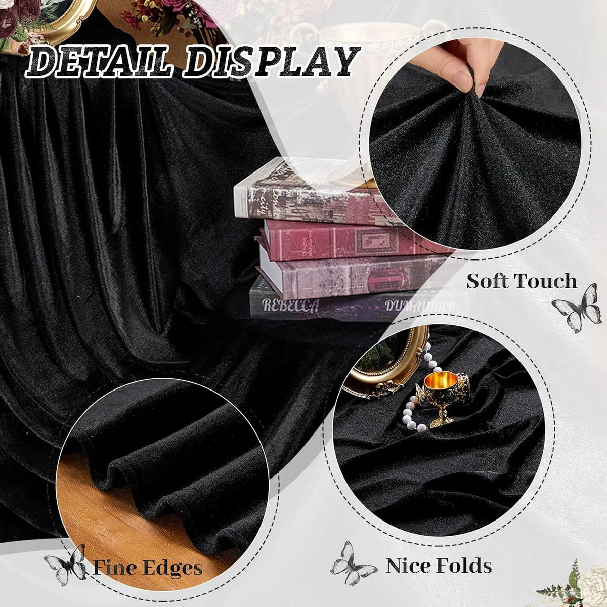 Black Velvet Tablecloth Halloween Party Table Cover