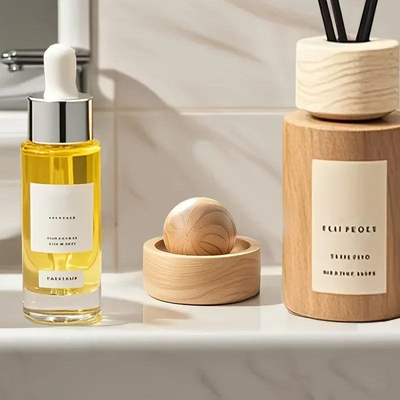 Car Wooden Essential Oil Diffusers Spherical Design Natural Fragrance Bedroom