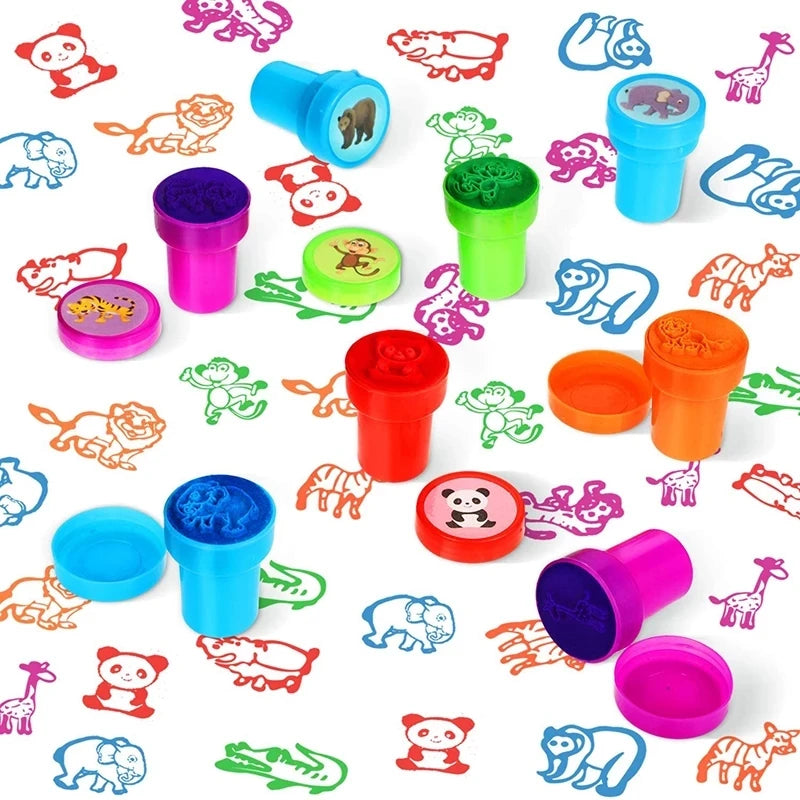 10pcs Assorted Stamps Self-ink Stamps Toy Stamps Smiley Face Seal Scrapbook