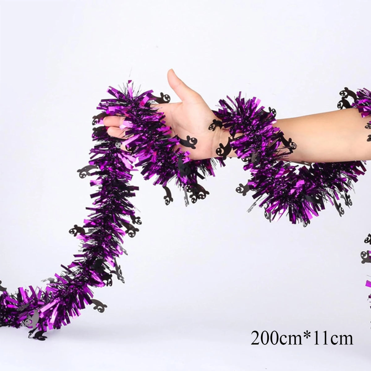 2m Halloween Tinsel Garland Pumpkin Spider Bat Shiny Metallic Twist Garland