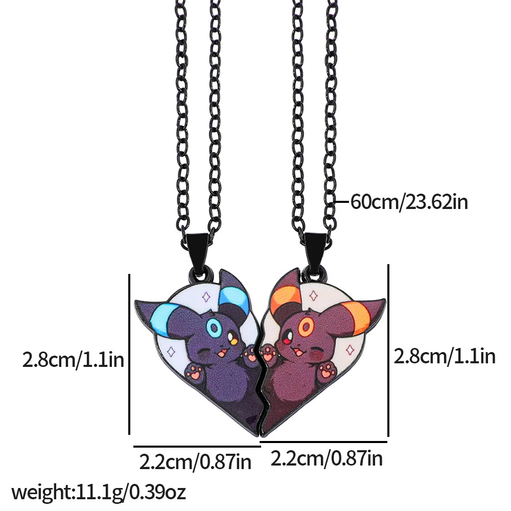 2-piece Cute Eevee Cartoon Pendant Necklace Metal