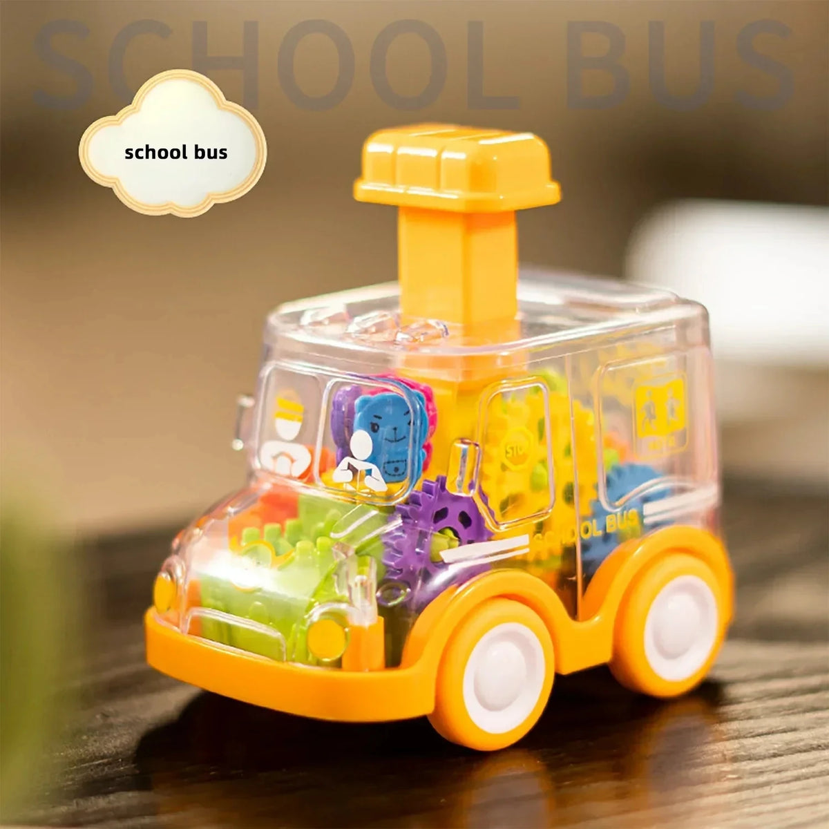 Transparent Gear Car Inertia Toy Press & Go