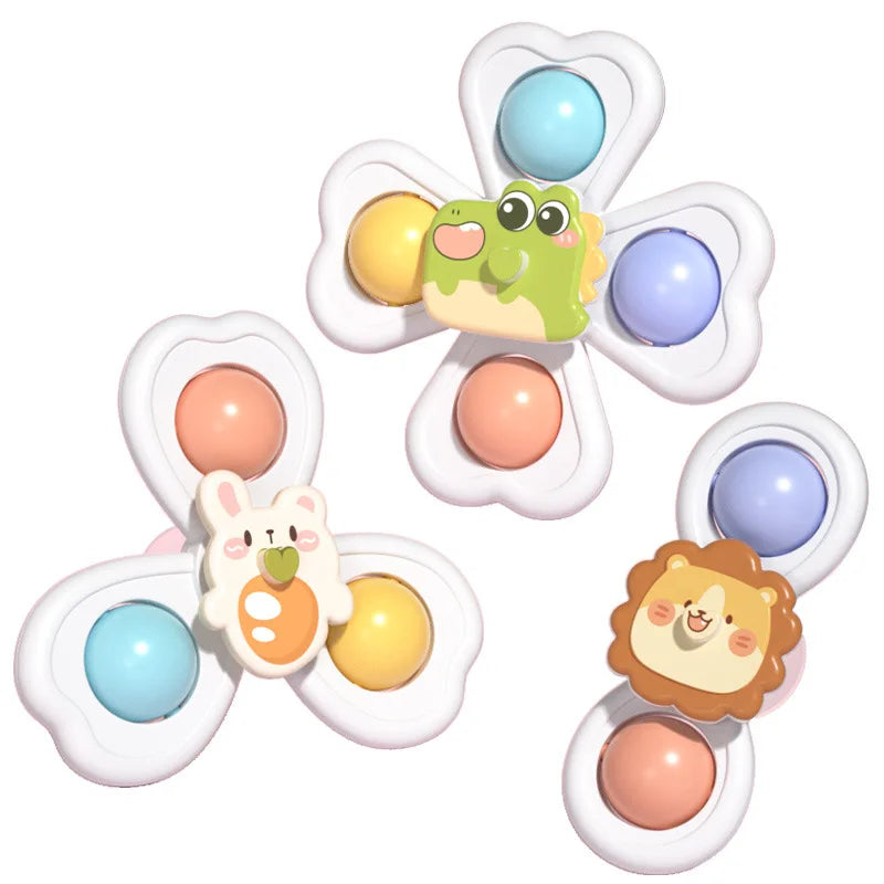 3 in 1 Suction Cups Spinning Top Toy Baby Game Infant Teether Relief Stress