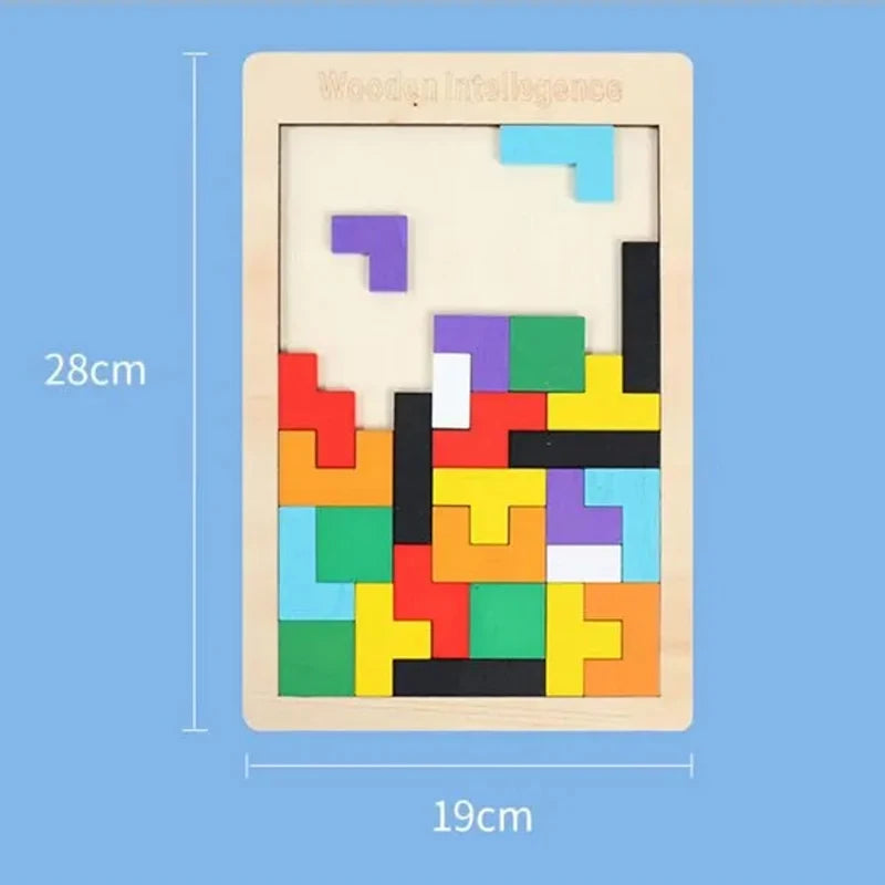 Wooden Blocks Puzzle Brain Teaser Tangram Jigsaw