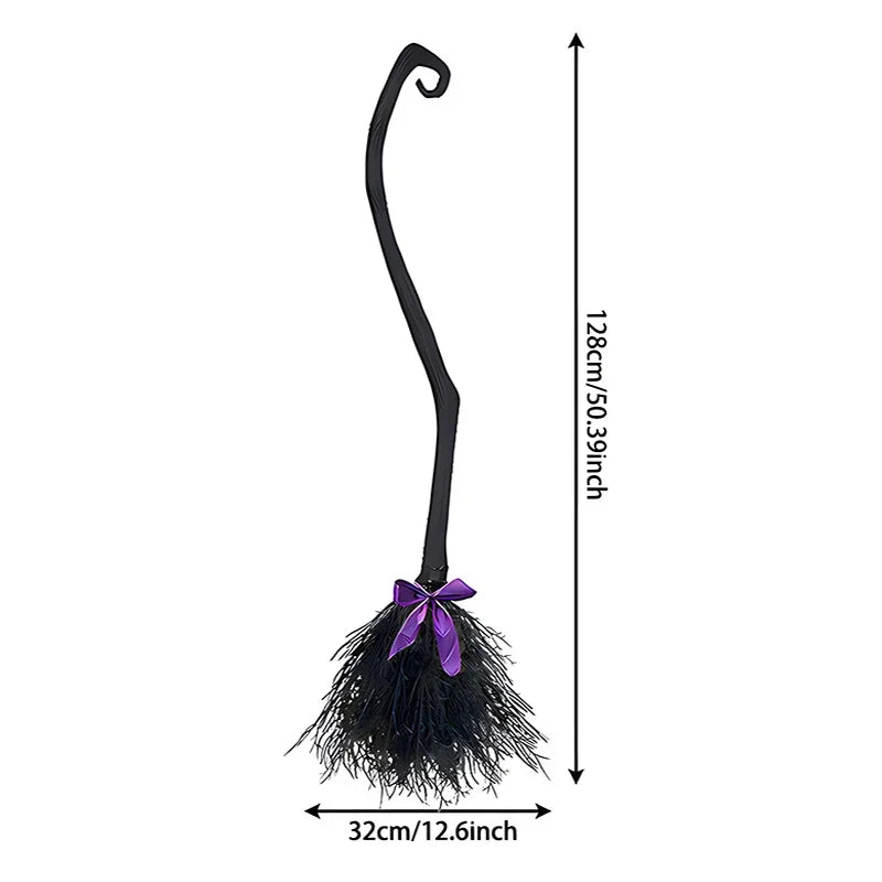 Halloween Witch Broom Decorations Magic Plastic Scary Prop Cosplay Party