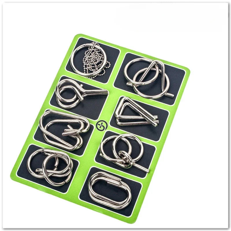 8Pcs Set Metal Montessori Puzzle Wire Mind Brain Teaser Puzzles Children Adults