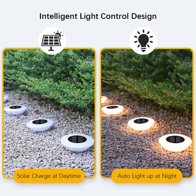 1 4Pack Solar Ground Lights 14LED Waterproof Outdoor Landscape Light LED Lawn