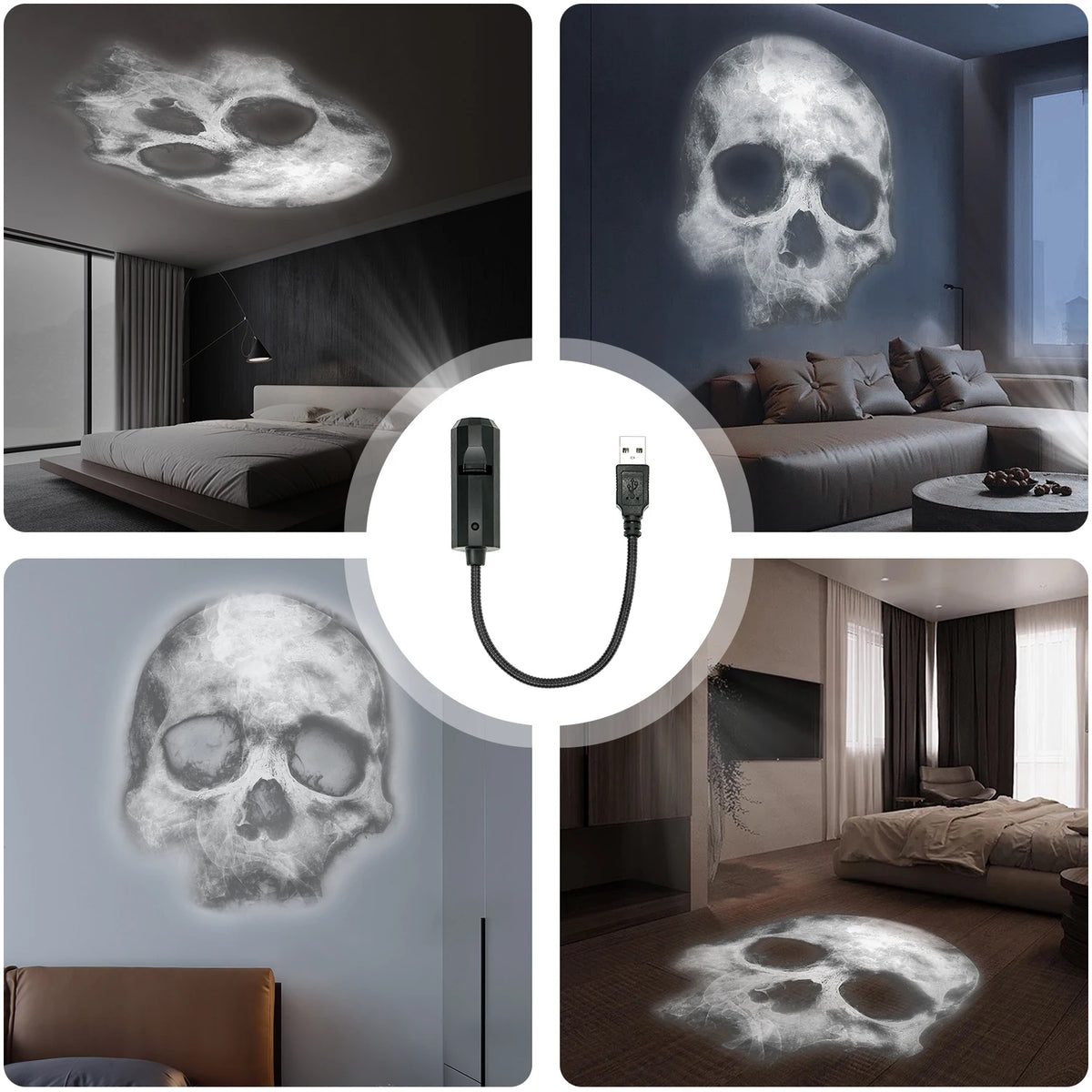 Skull projection lamp USB lighting night light decoration