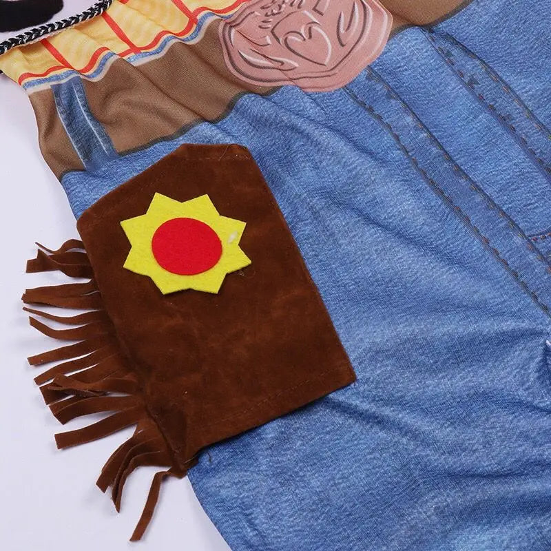 Kids Denim Character Costume Jumpsuit Hat Set