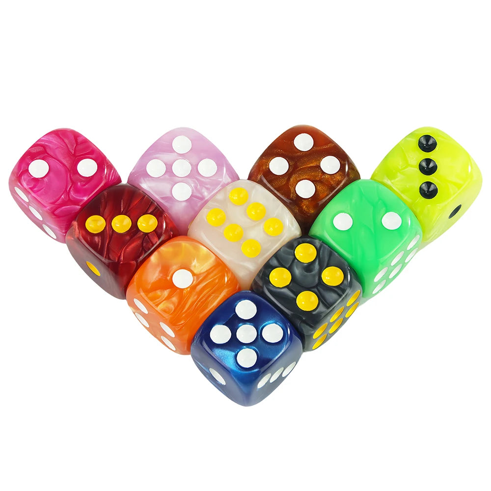 16MM Round Corner Game Dice Set 6-Sided Marble Acrylic Dices Tabletop Game