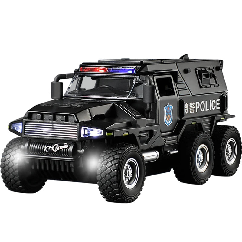 1:32 SWAT City Police Truck Model Diecast Play Off-road Vehicle Sound Light