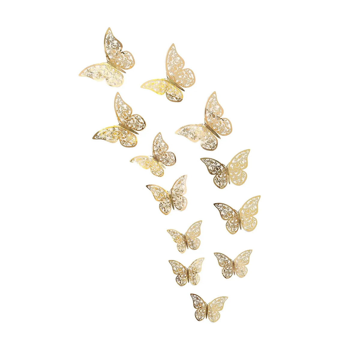 12pcs lot Metal Inspired Hollow 3D Paper Butterfly Decorations Parties
