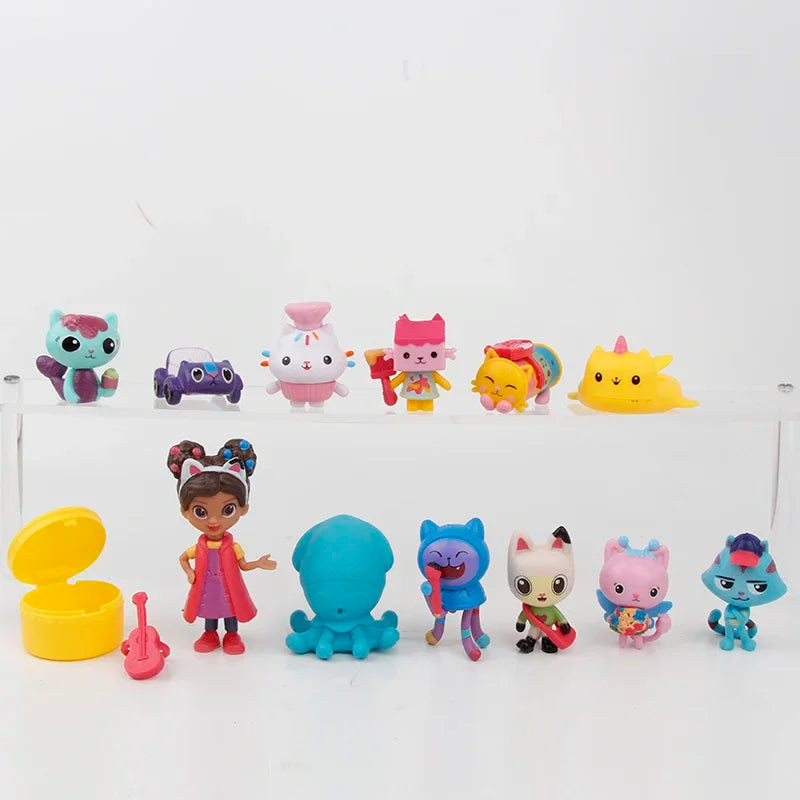 13pcs V1 2 Gabby Dollhouse Figure Toy Smiling Car Cat Hug Gaby Girl Dolls