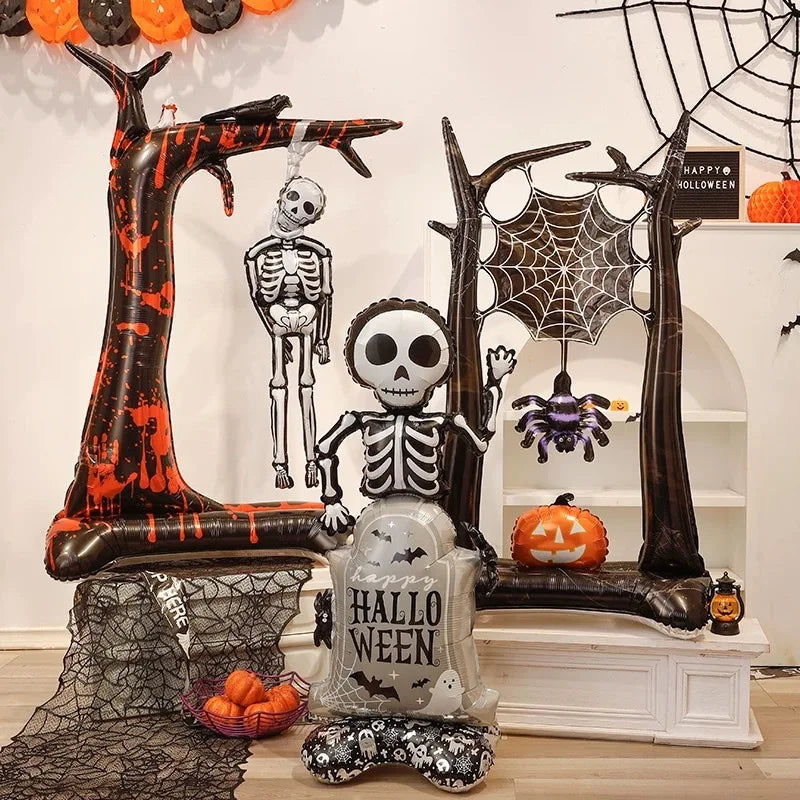 1pcs Halloween Giant Pumpkin Skeleton Standing Balloon House Witch Dead Tree Inflatable Foil Ballon Halloween Party Deco Supplie