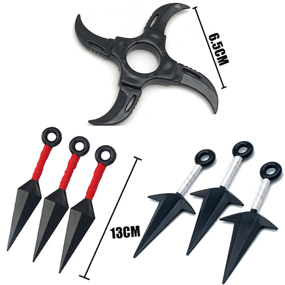 7Pcs Set Anime Naruto Cosplay Weapon Kunai Shuriken Plastic Accessories