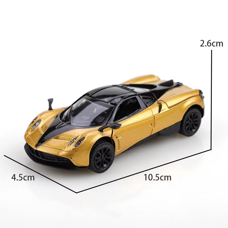 1 43 Scale Gold Pullback Racing Car Die-Cast Metal Three Doors Open