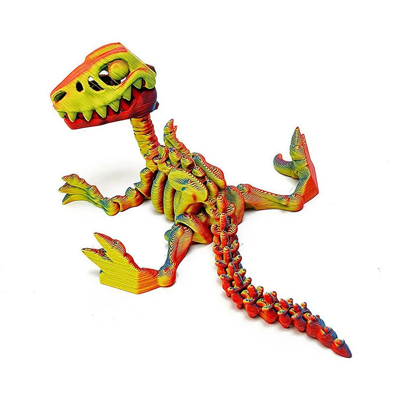 Mini 3D Printed Dinosaur Skeleton Model Movable Joints Velociraptor Decor Office