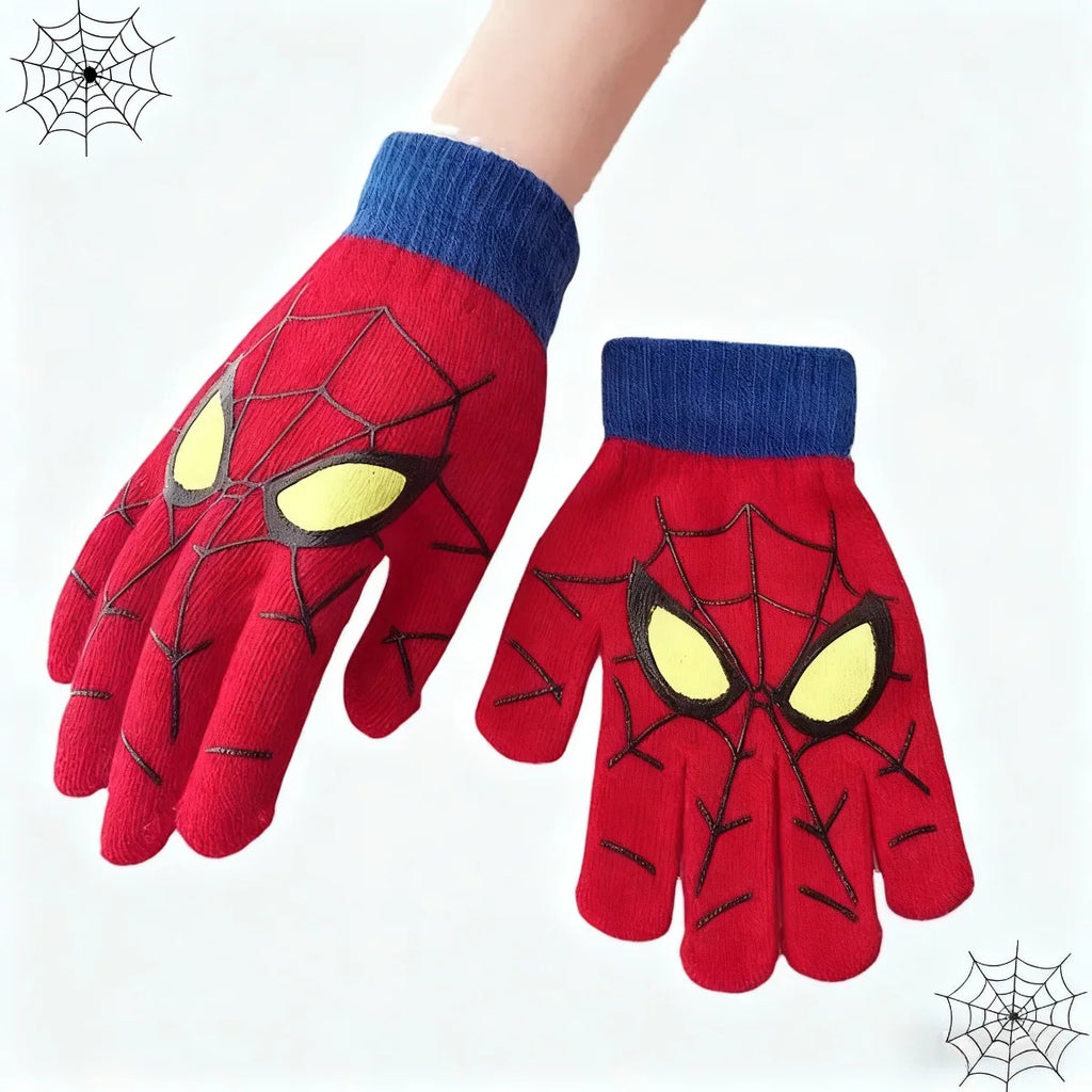 Spider Pattern Winter Warm Knitted Gloves Soft Stretch Full Finger Gloves