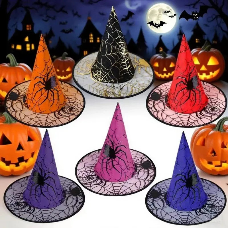 Witch Hat Halloween Decoration Supplies Children Adult Prom Party Dress Mesh
