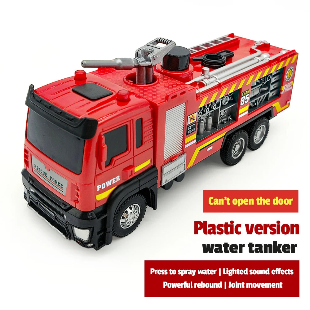 1:50 Alloy Fire Truck Firefighter Simulation Sprinkler Car Diecast Water Spray